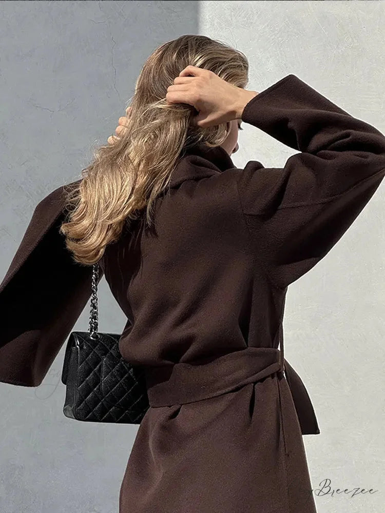 Vintage Brown Wool Mix Coat coats-241228