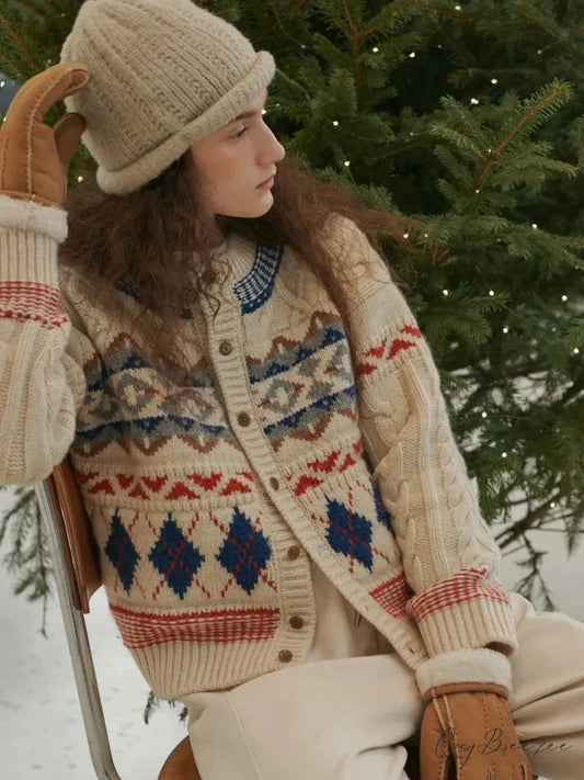 Vintage Christmas Twisted Floral Cardigan