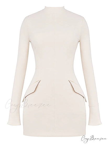 Vintage Cream Stylish Mini Dress