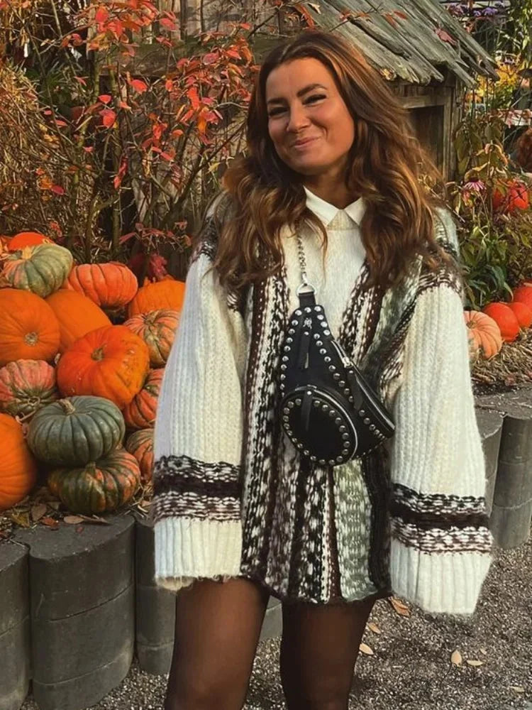 Vintage Crochet V-neck Oversize Cardigan cardigans-241228
