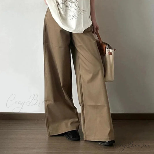 Vintage Denim Wide Leg Pants brown / S pants-241228