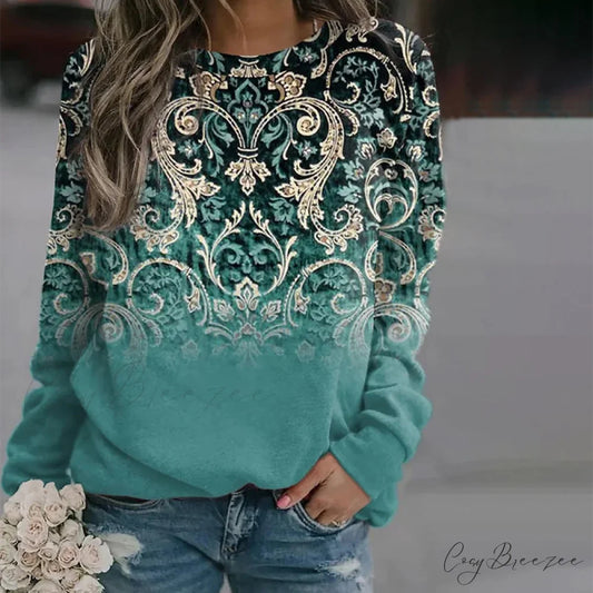 Vintage Design Ethnic Sweater Green / S