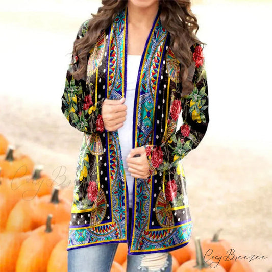 Vintage Design Flowered Cardigan Multicolor / S