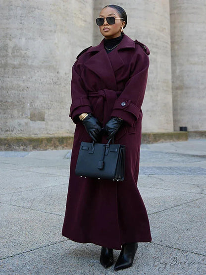 Vintage Double-Breasted Lapel Coat overcoats-241228
