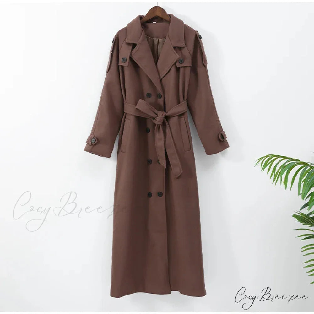Vintage Double-Breasted Turn-Down Coat Brown / S overcoats-241228