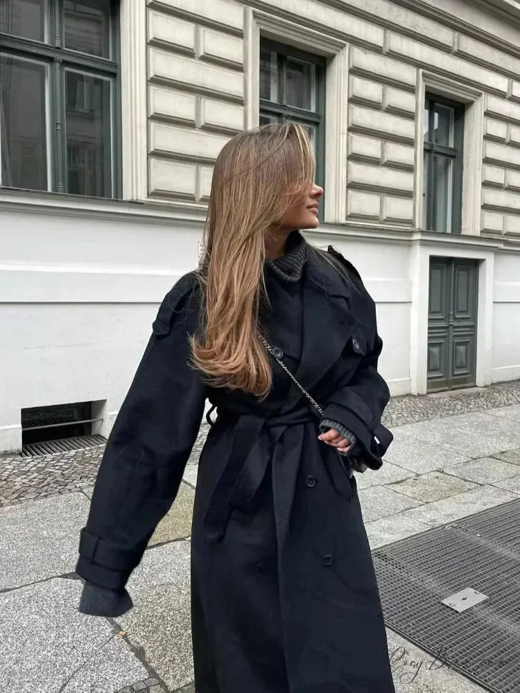 Vintage Double-Breasted Turn-Down Coat overcoats-241228