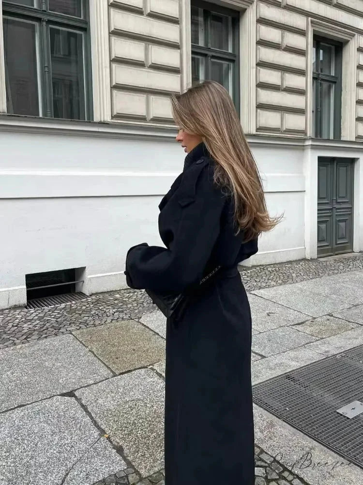 Vintage Double-Breasted Turn-Down Coat overcoats-241228