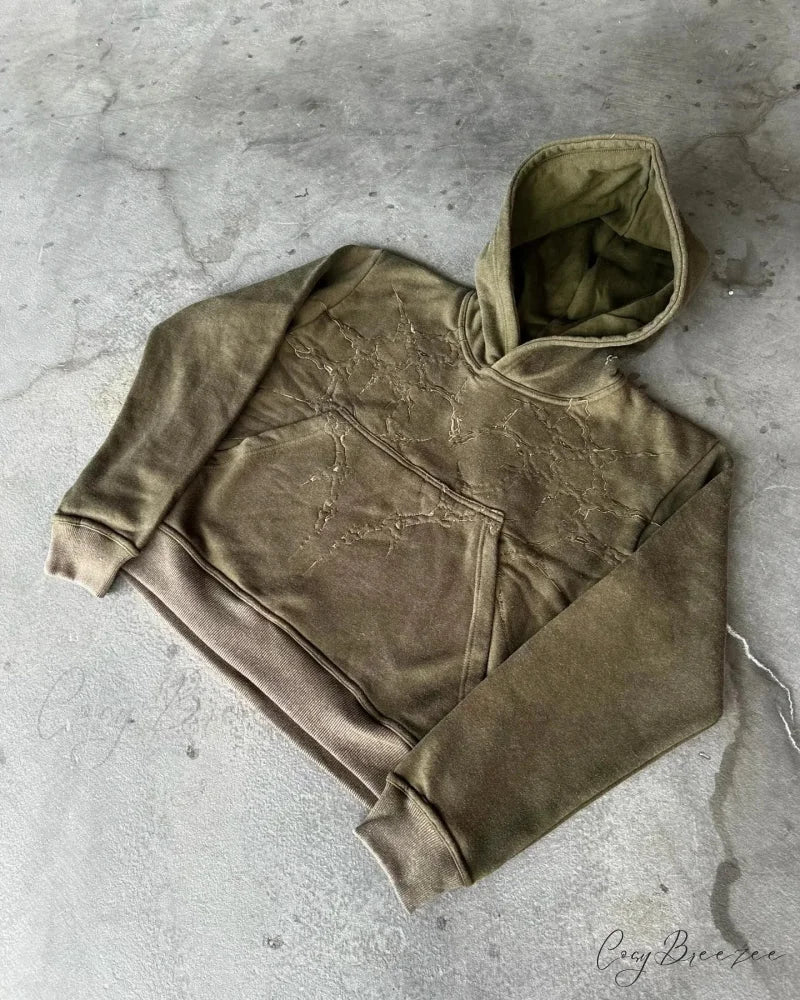 Vintage Embroidery Oversized Hoodie Green / M hoodies-241228