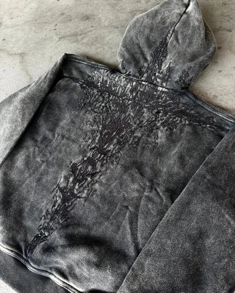 Vintage Embroidery Oversized Hoodie hoodies-241228