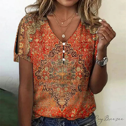 Vintage Ethnic Blouse Red / S