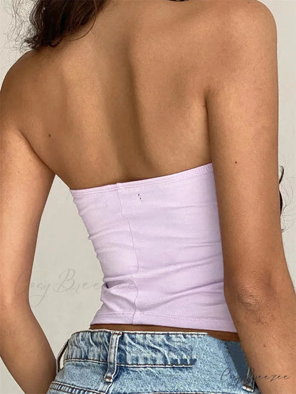 Vintage Floral Strapless Backless Party Crop Top croptop-250126