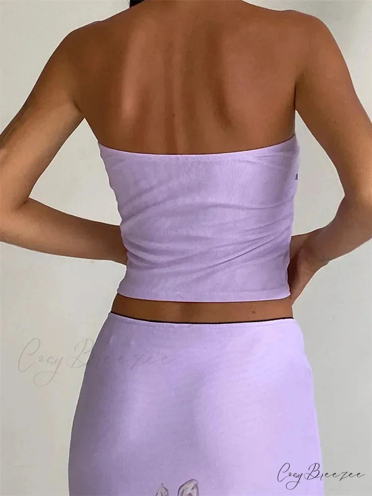 Vintage Floral Strapless Backless Party Crop Top croptop-250126