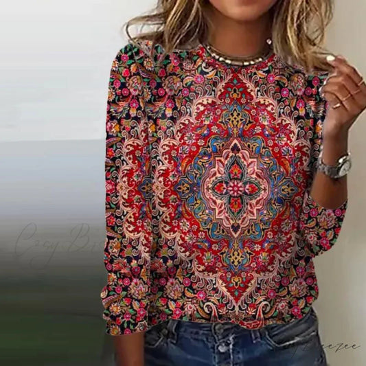 Vintage Flowered Ethnic Tee Multicolor / S