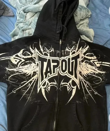 Vintage Gothic Skull Zip-Up Hoodie black 3 / S hoodies-241228