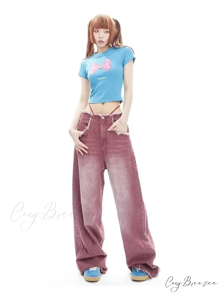 Vintage Green Wide Leg High Street High Waisted Drape Straight Leg Vintage Women’s Jean Purple / S