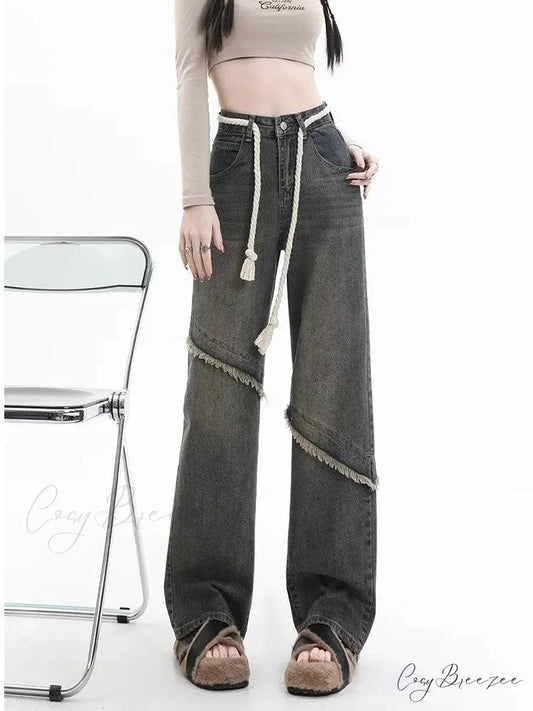 Vintage Harajuku Women Clothes For Teenagers Y2k Aesthetic Clothing Autumn Baggy Jean Compound Blue-8829 / XS
