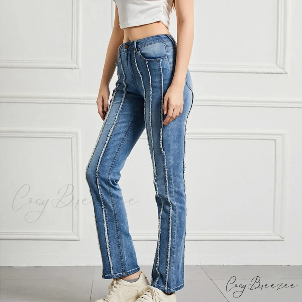Vintage High Elastic Cargo Pantalones Jeans