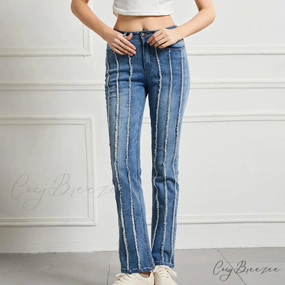 Vintage High Elastic Cargo Pantalones Jeans