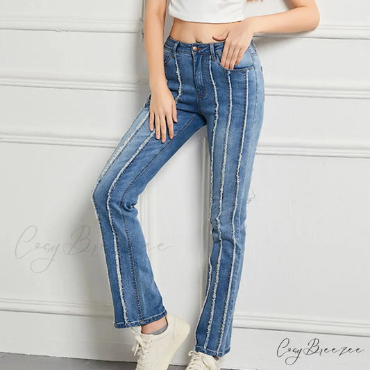 Vintage High Elastic Cargo Pantalones Jeans Blue / S