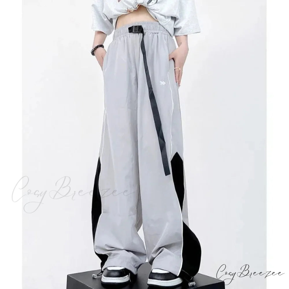Vintage Jogging Sweatpants Wide Leg Pants white / S pants-241228