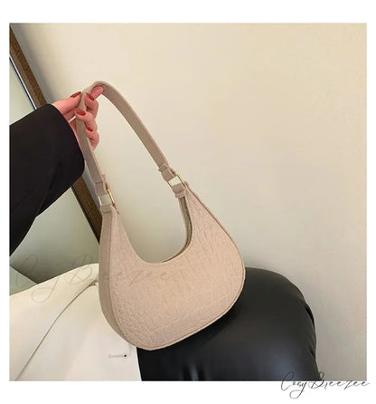 Vintage Korean Solid Dumpling Underarm Bag khaki shoulder-250126