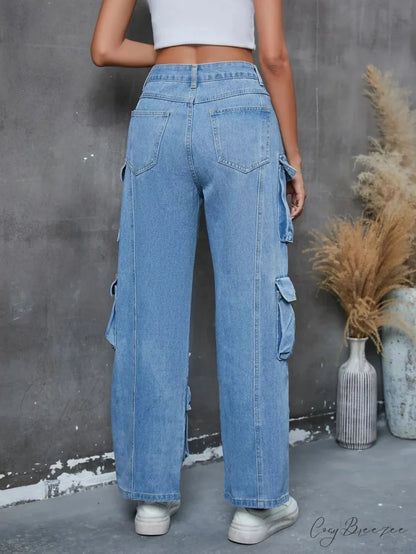 Vintage Loose Casual Middle Waist Hip Hop Straight Baggy Denim Jean