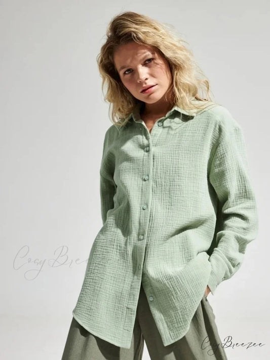 Vintage Loose Fit Shirt blouse-250223