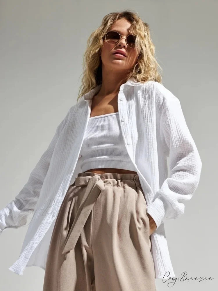 Vintage Loose Fit Shirt blouse-250223