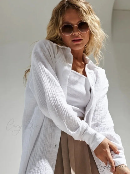Vintage Loose Fit Shirt White / S blouse-250223
