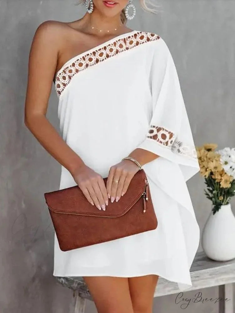 Vintage One-Shoulder Dresses Long Arm Women Design Loose Halter Gown Irregular Gown Spring Party Ruffle Vestido 01