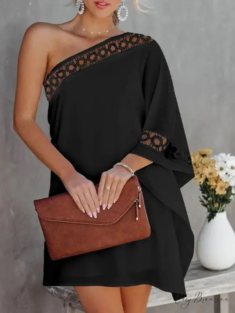 Vintage One-Shoulder Dresses Long Arm Women Design Loose Halter Gown Irregular Gown Spring Party Ruffle Vestido 02