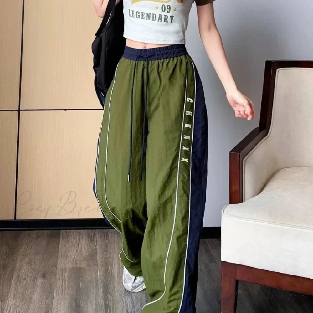 Vintage Patchwork Elastic Waist Pants pants-241228