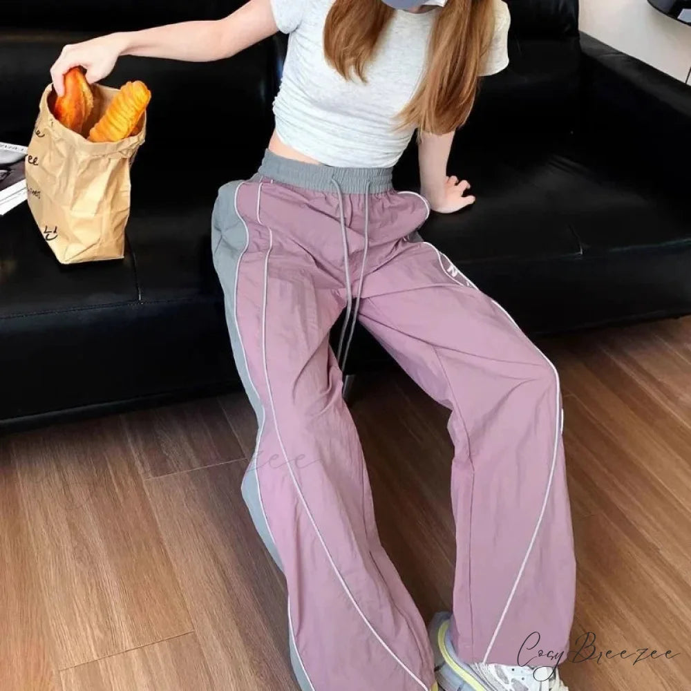 Vintage Patchwork Elastic Waist Pants pants-241228