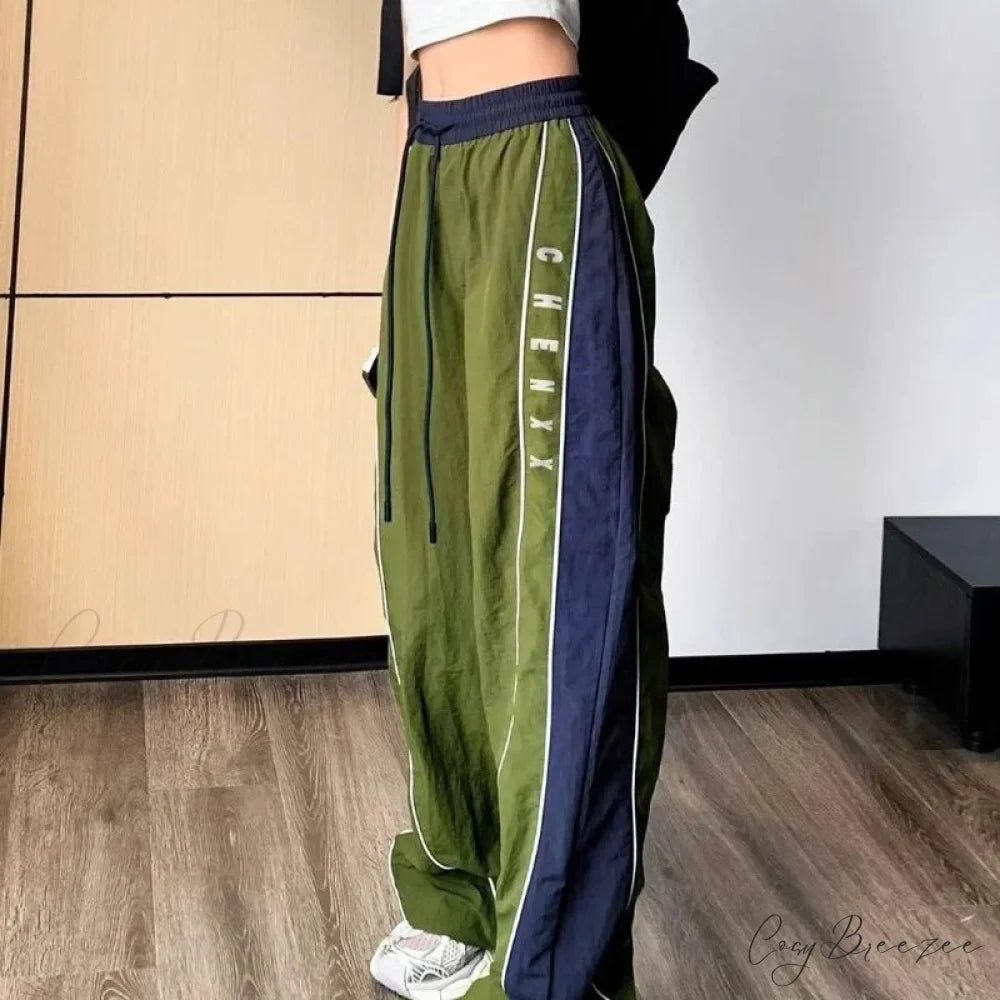 Vintage Patchwork Elastic Waist Pants pants-241228