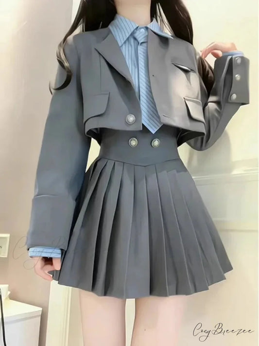 Vintage Patchwork Kawaii Korean Fashion Short Suit