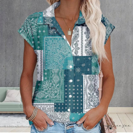 Vintage Patterned Blouse Green / S