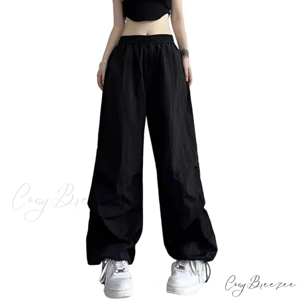 Vintage Plaid Relaxed Spacious Boho Palazzo Pant Black / M pant-250223