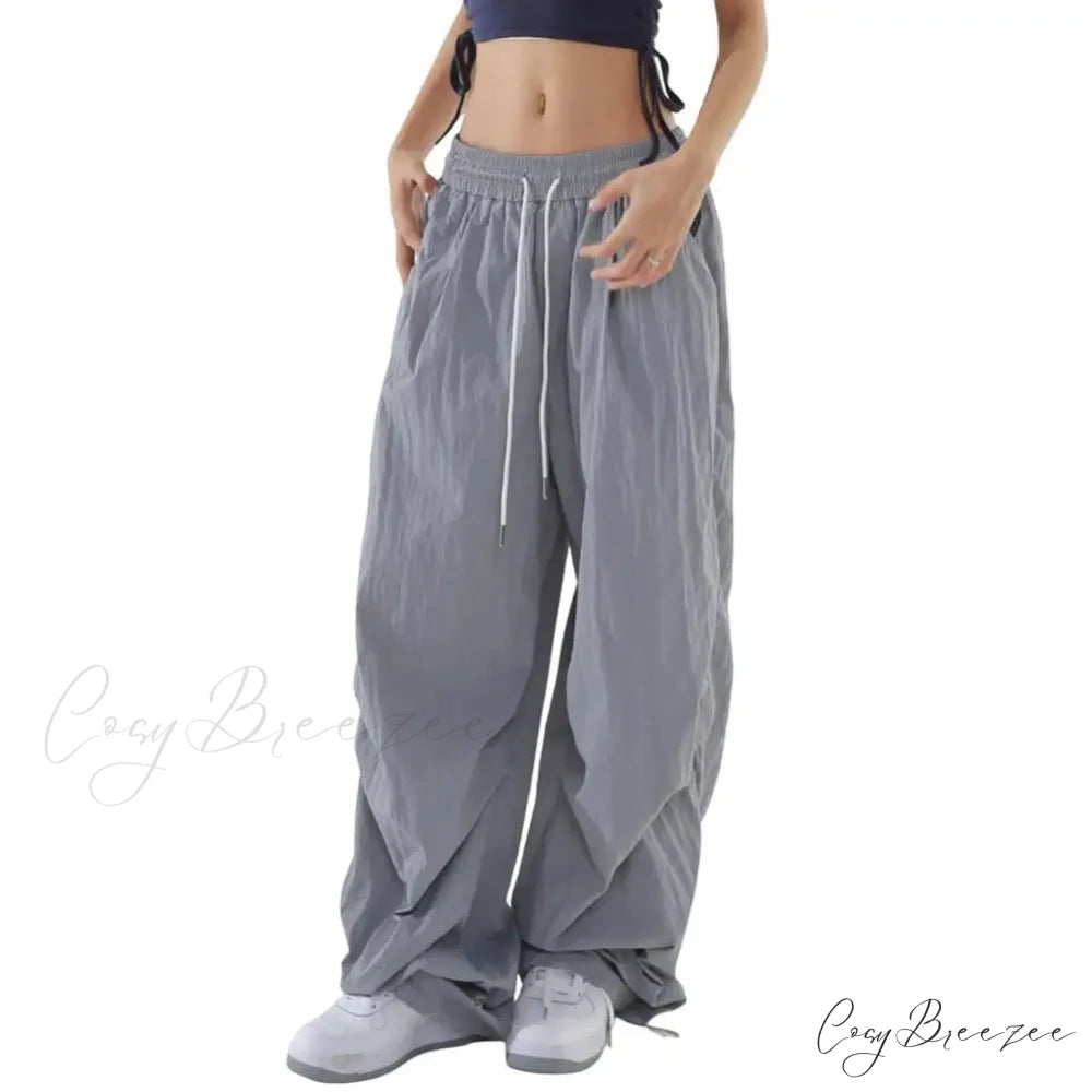 Vintage Plaid Relaxed Spacious Boho Palazzo Pant Grey / M pant-250223