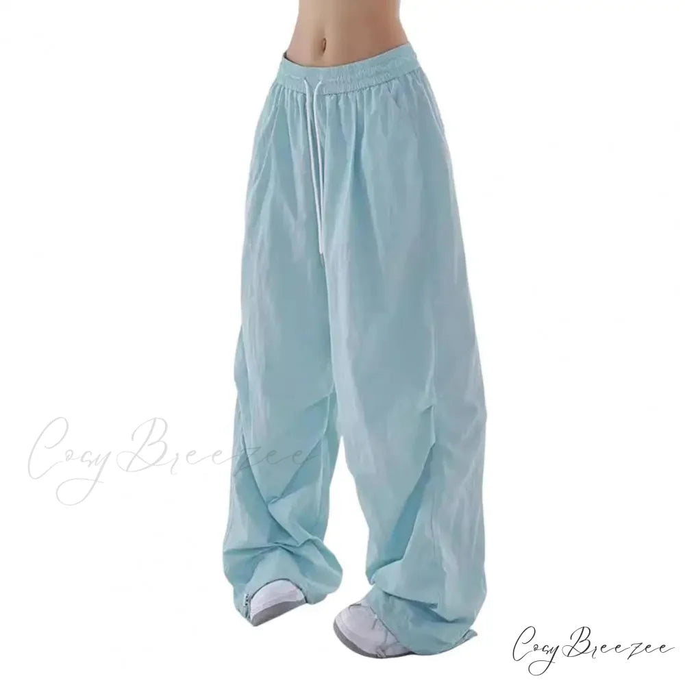 Vintage Plaid Relaxed Spacious Boho Palazzo Pant Light Blue / M pant-250223