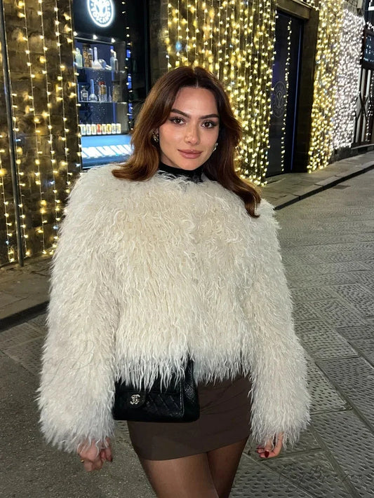 Vintage Plain Plush Fluffy Short Coat coats-241228
