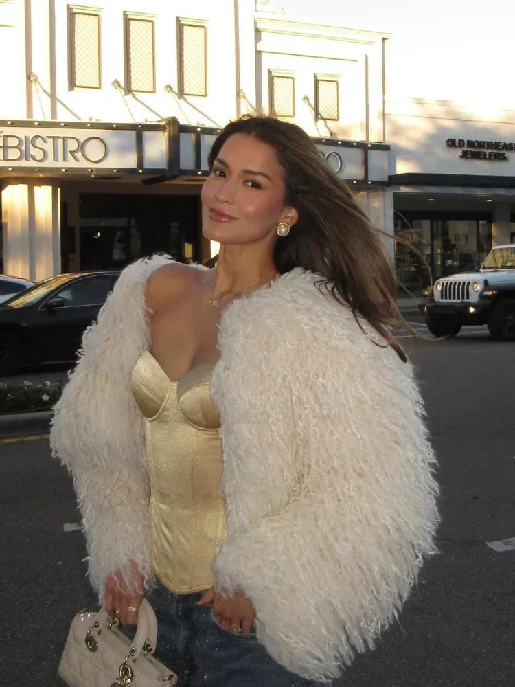 Vintage Plain Plush Fluffy Short Coat coats-241228