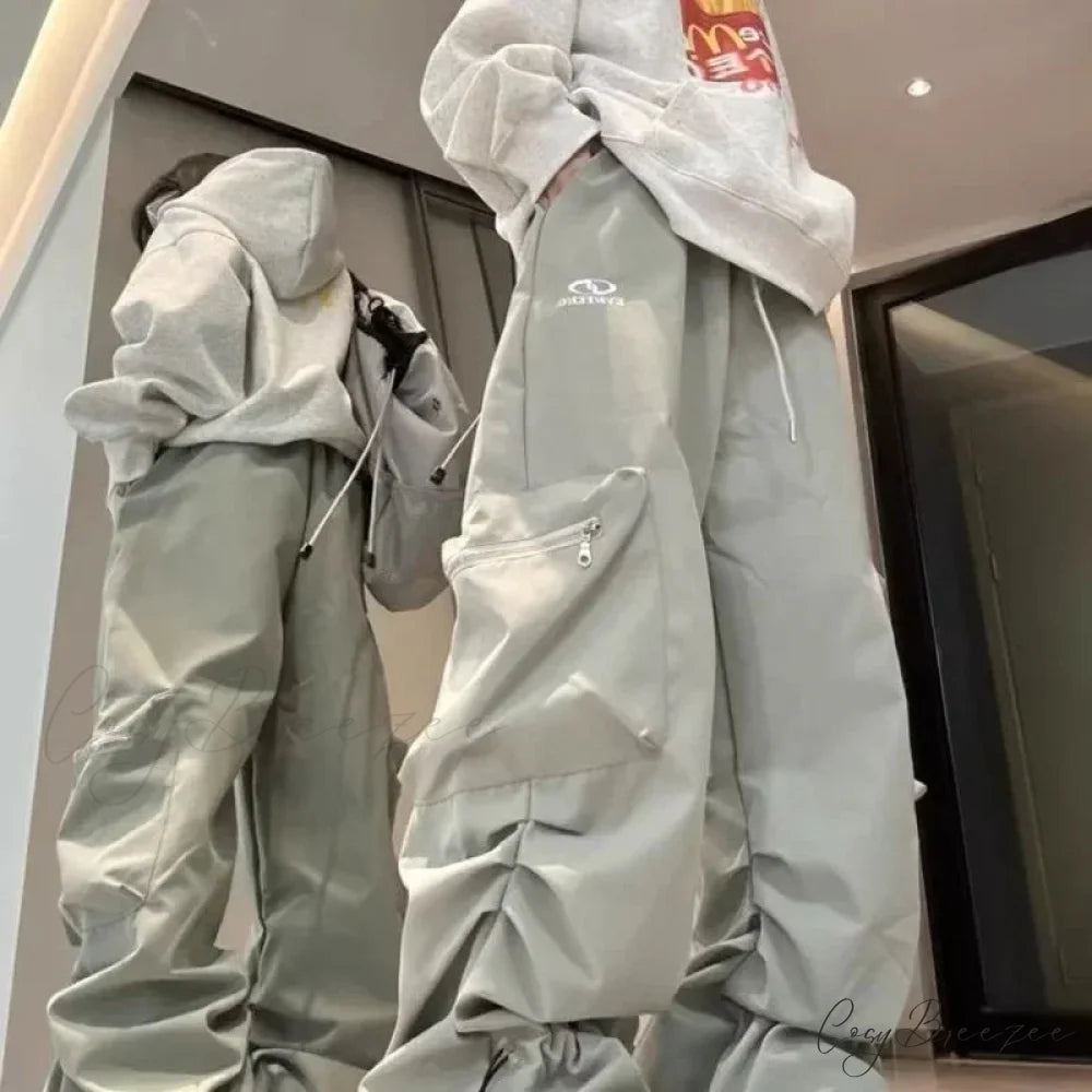 Vintage Pleated Cargo Pants white / M pants-241228