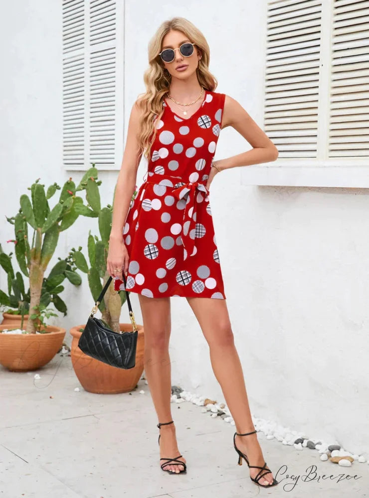 Vintage Polka-Dot Party Dress S / pink