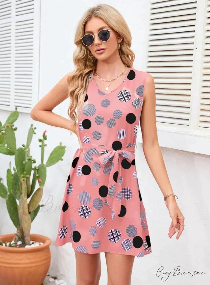Vintage Polka-Dot Party Dress S / red