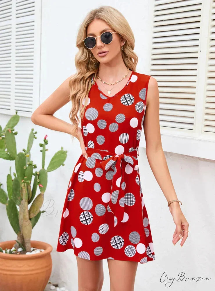 Vintage Polka-Dot Party Dress S / yellow