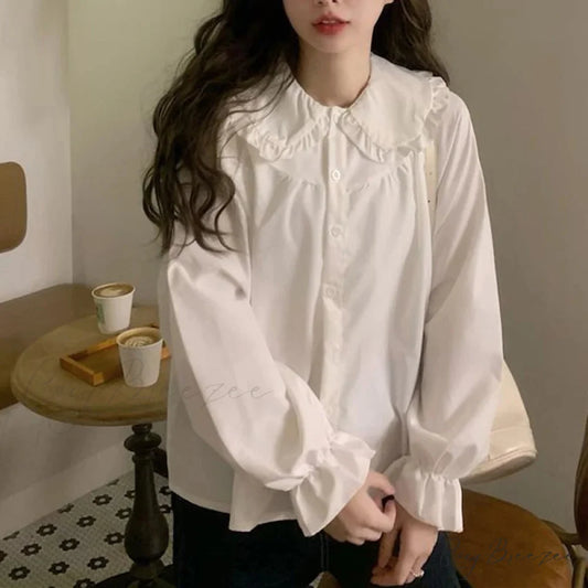 Vintage Preppy Style Sweet Kawaii White Crop Top WHITE / S blouse-250126