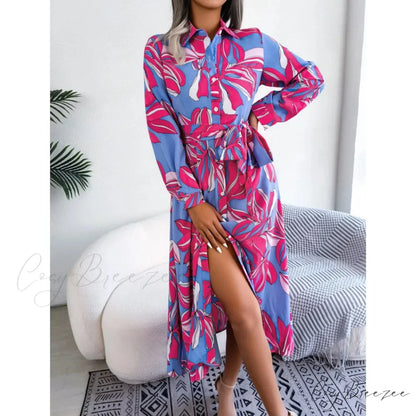 Vintage Print Shirt Maxi Floral Dress oldfloraldress-250126