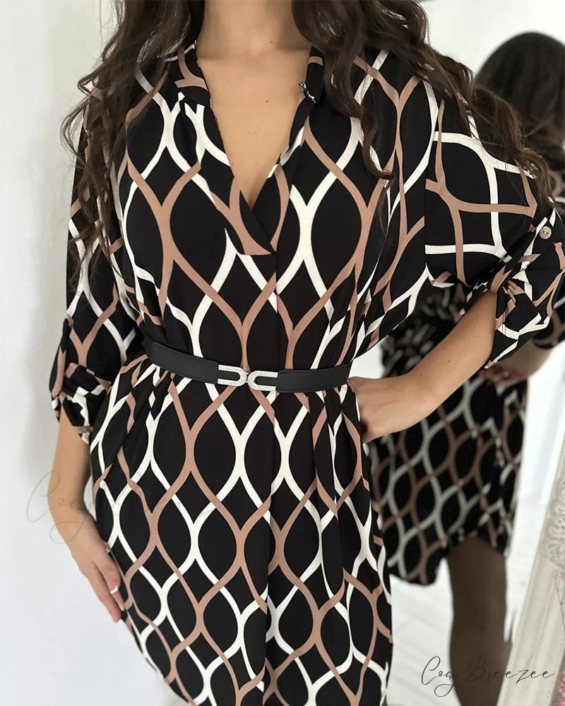 Vintage rhombus patterned dress Black / S