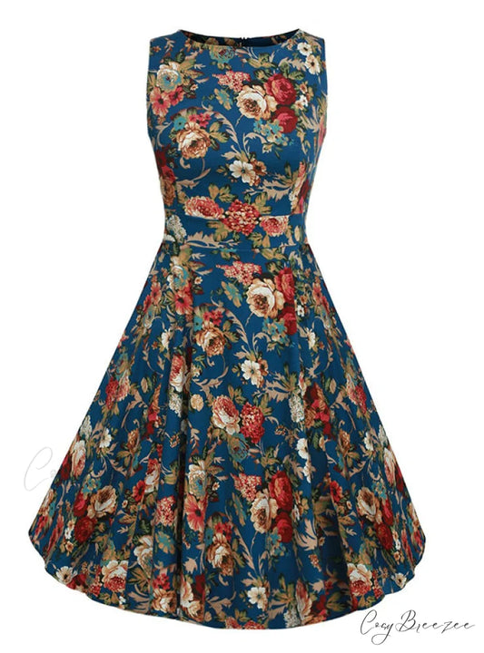 Vintage Sleeveless Tunic Dress with Belt - Elegant Rockabilly Party Dresses S / Black