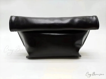 Vintage Soft PU Leather Clutch Black wristlet-250126